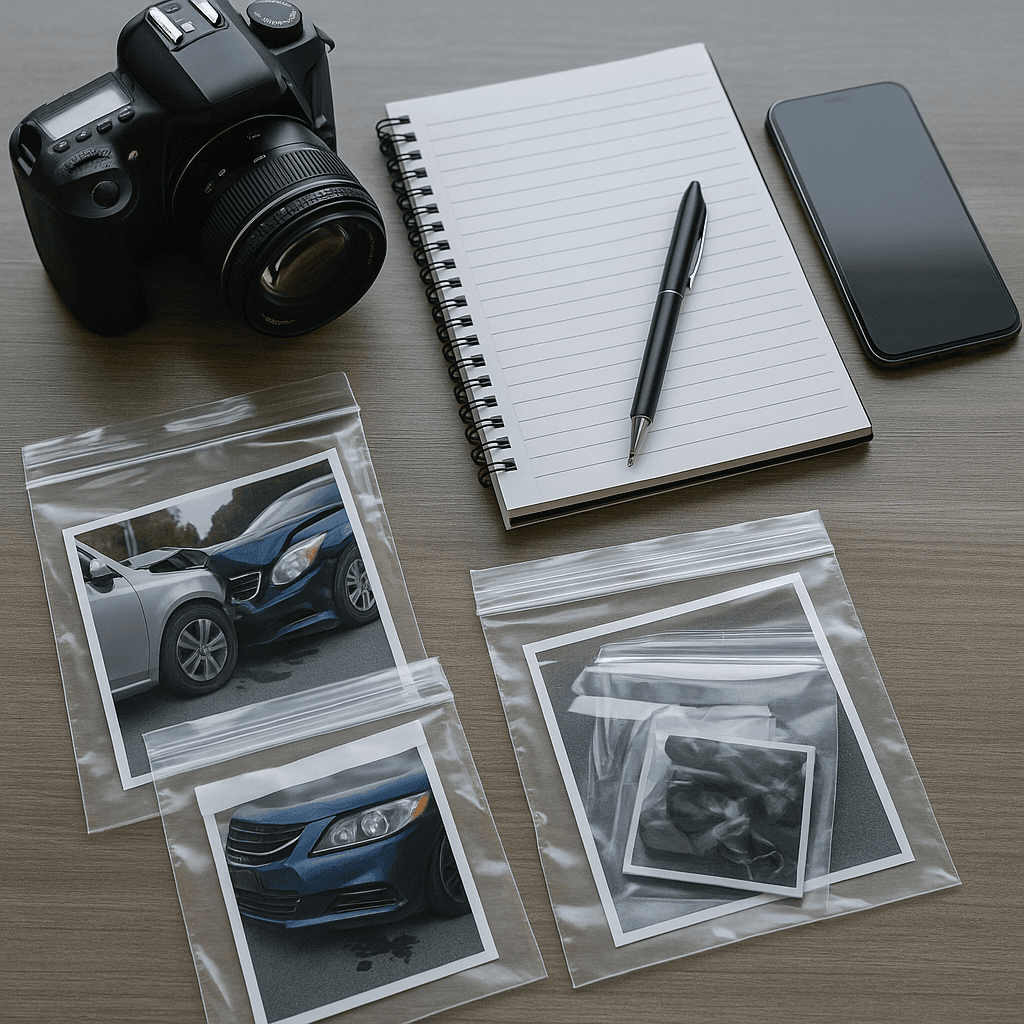 Collected physical evidence items illustrating importance in injury claims