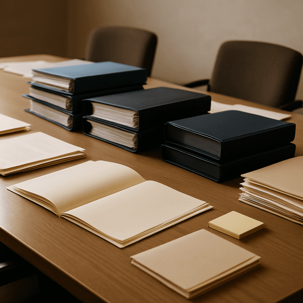 Organized legal binders symbolizing discovery process in personal injury lawsuits