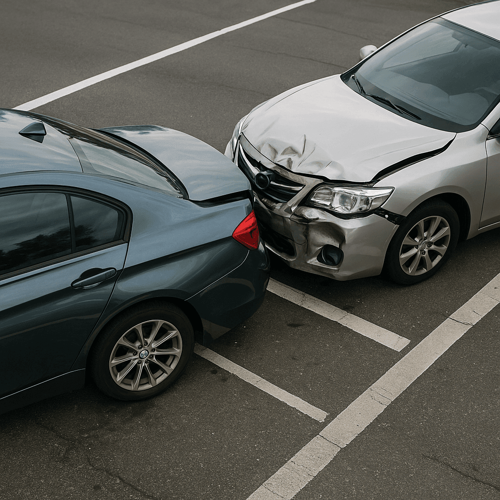 Damaged cars at intersection illustrating comparative fault in injury settlements