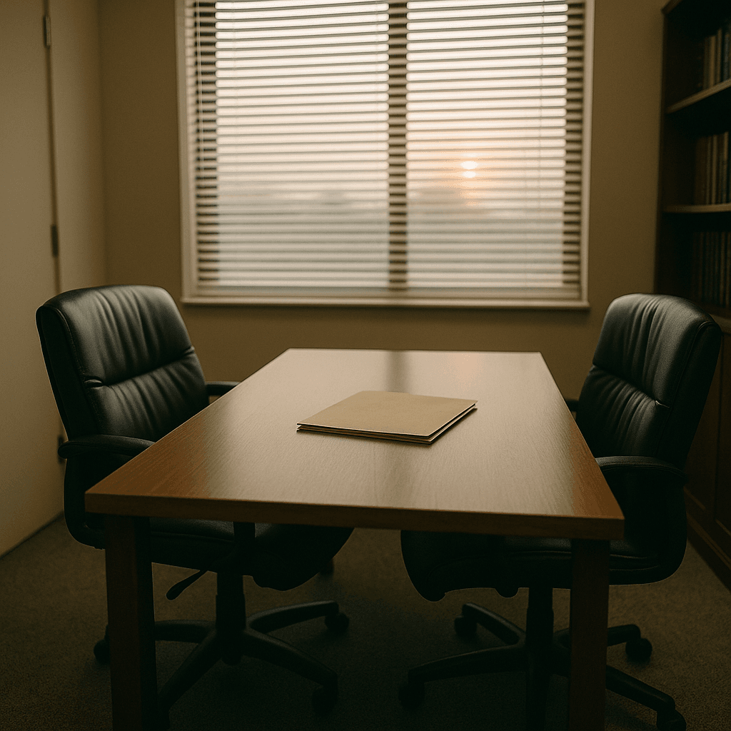 Modern law office meeting room representing first consultation with personal injury attorney